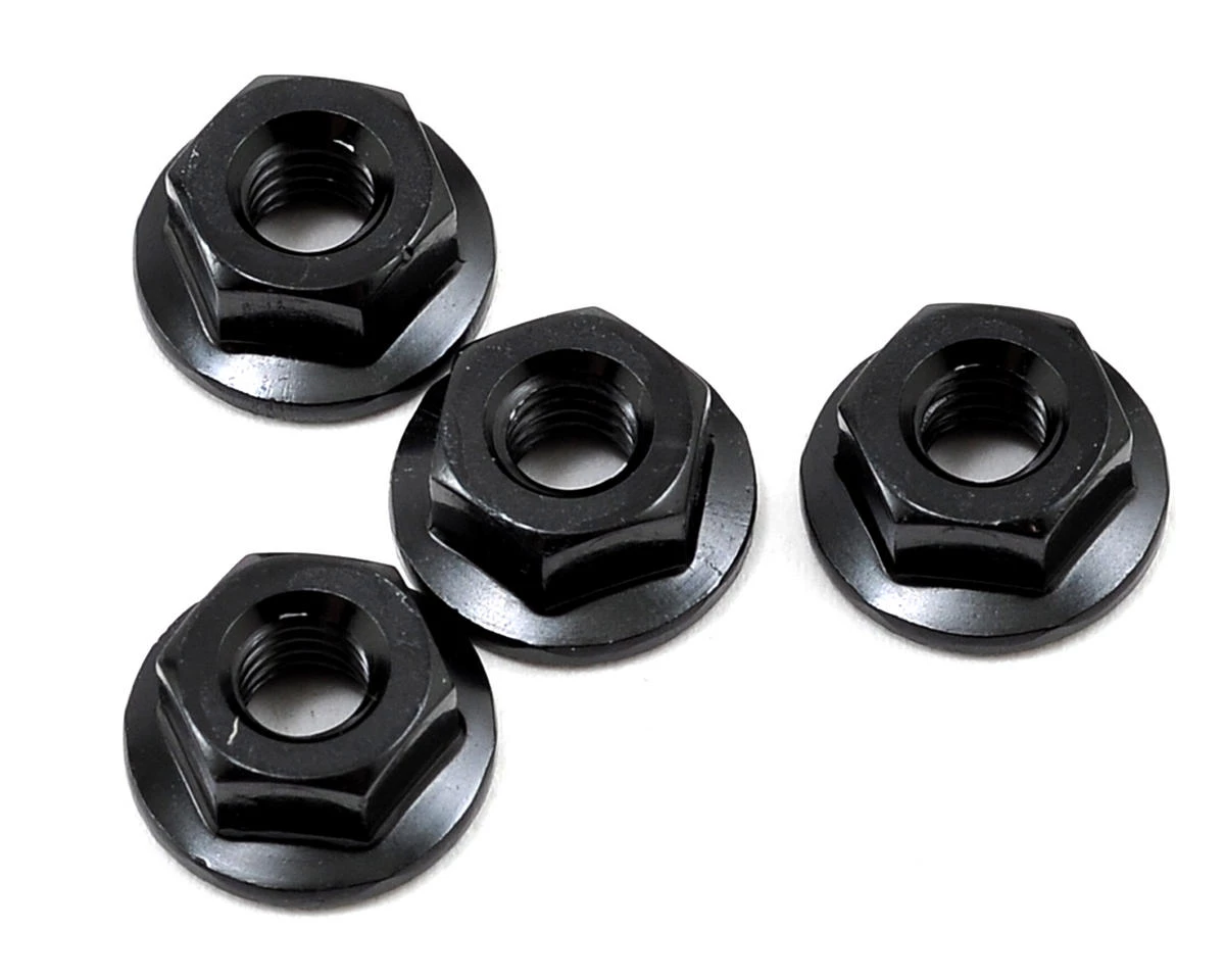 Yokomo 4mm Aluminum Serrated Flanged Nut (Black) (4) 1 Yokomo 4mm Aluminum Serrated Flanged Nut (Black) (4)