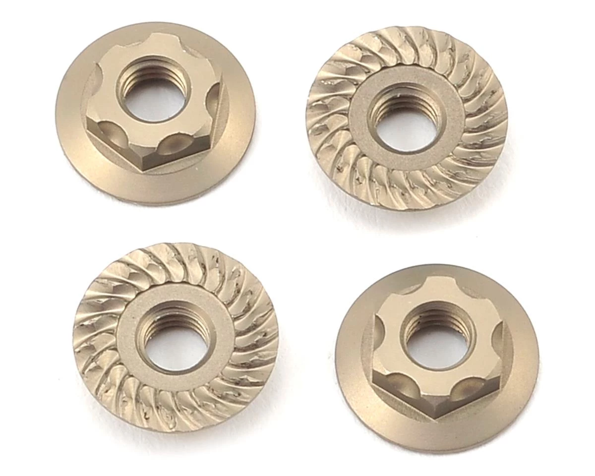 Yokomo 4mm Thin Aluminum Serrated Flanged Nut (4) 1 Yokomo 4mm Thin Aluminum Serrated Flanged Nut (4)