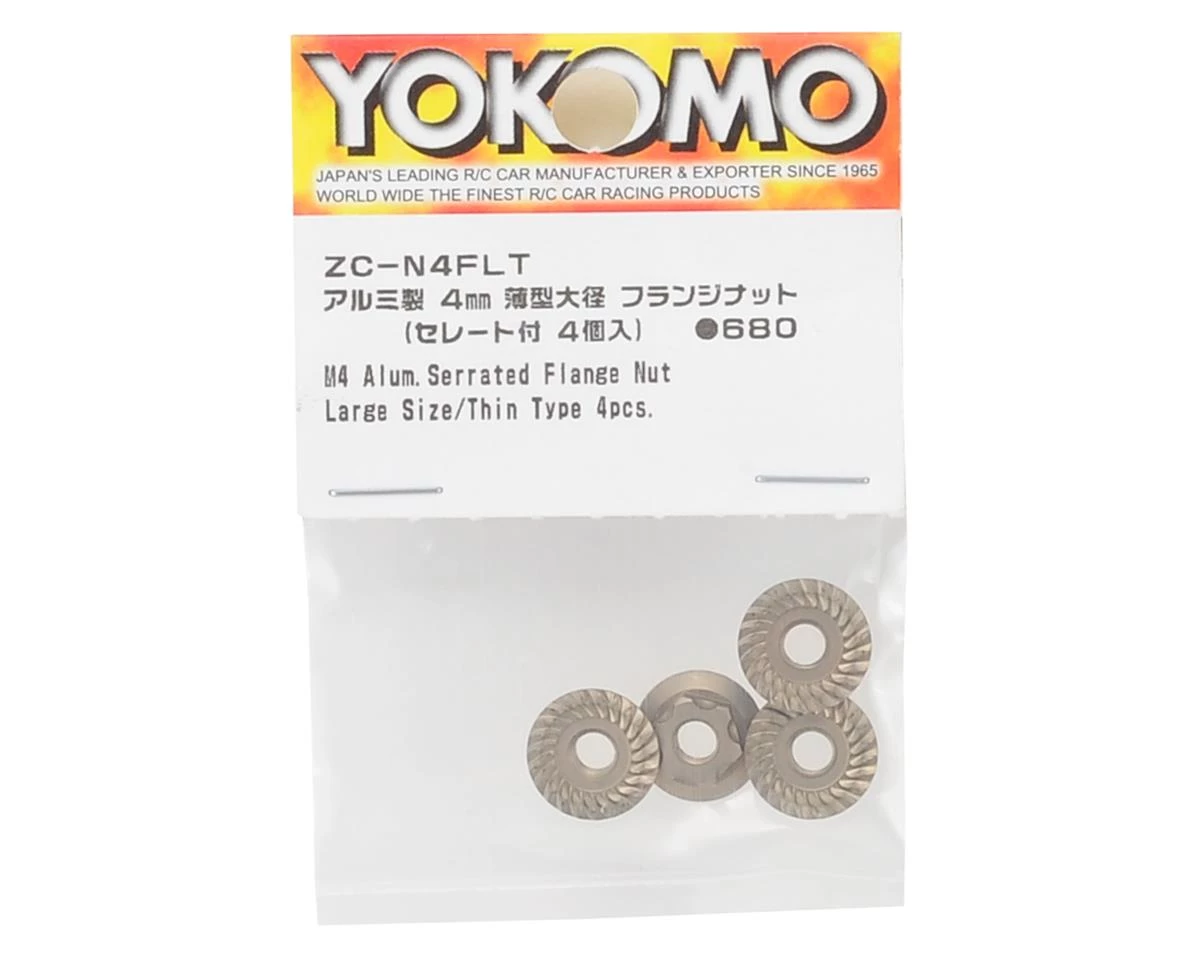 Yokomo 4mm Thin Aluminum Serrated Flanged Nut (4) 2 Yokomo 4mm Thin Aluminum Serrated Flanged Nut (4) - Image 2